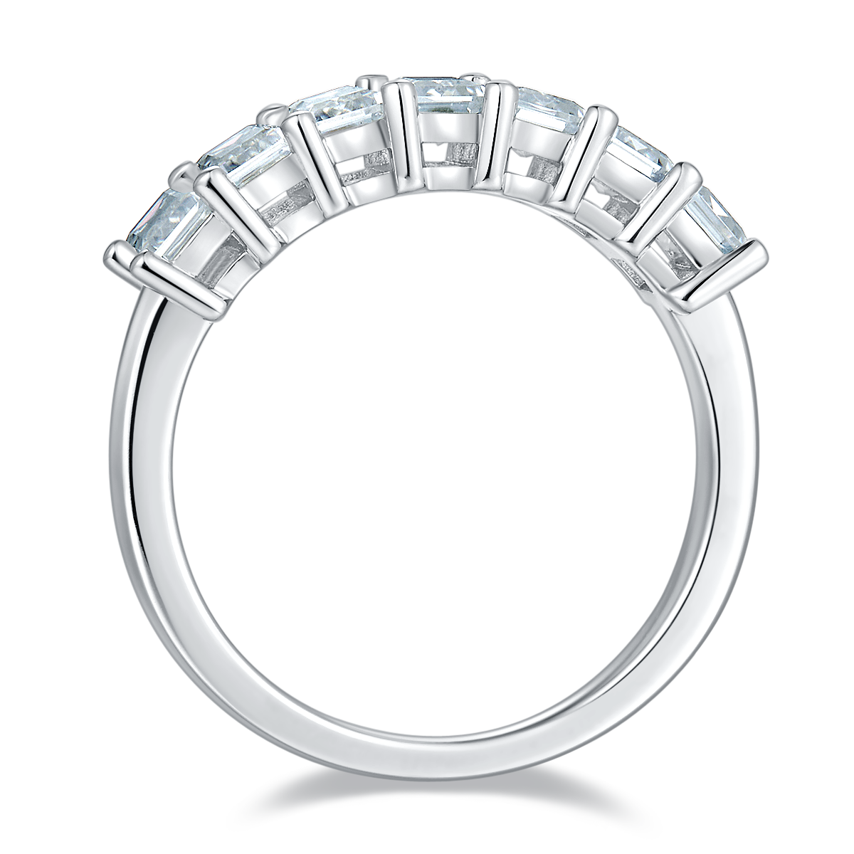 Rectangular S925 Silver Plated Platinum Moissanite Women's Ring 2.1 Carat D-Class